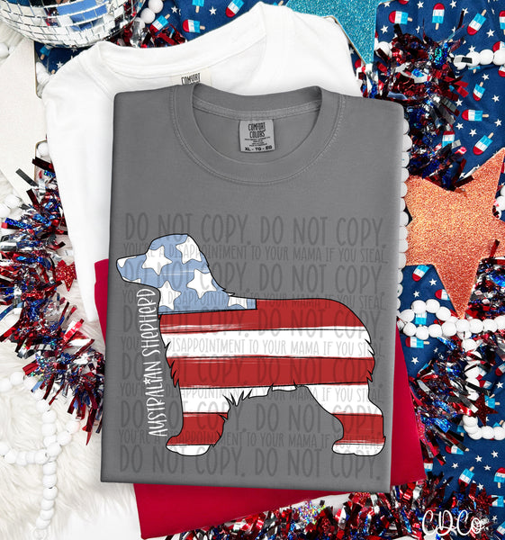 Patriotic Dog White Text 7 of 7 DTF