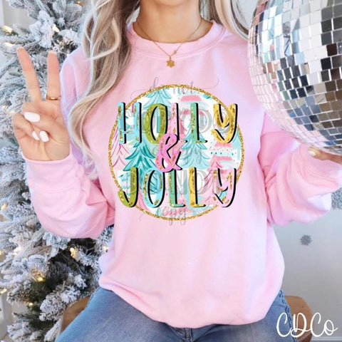 Holly & Jolly Pastel Round 10019 DTF