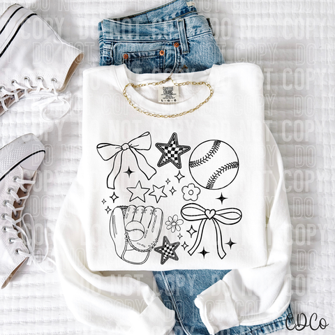 Baseball Doodle Black 6077 DTF