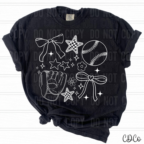 Baseball Doodle White 6103 DTF