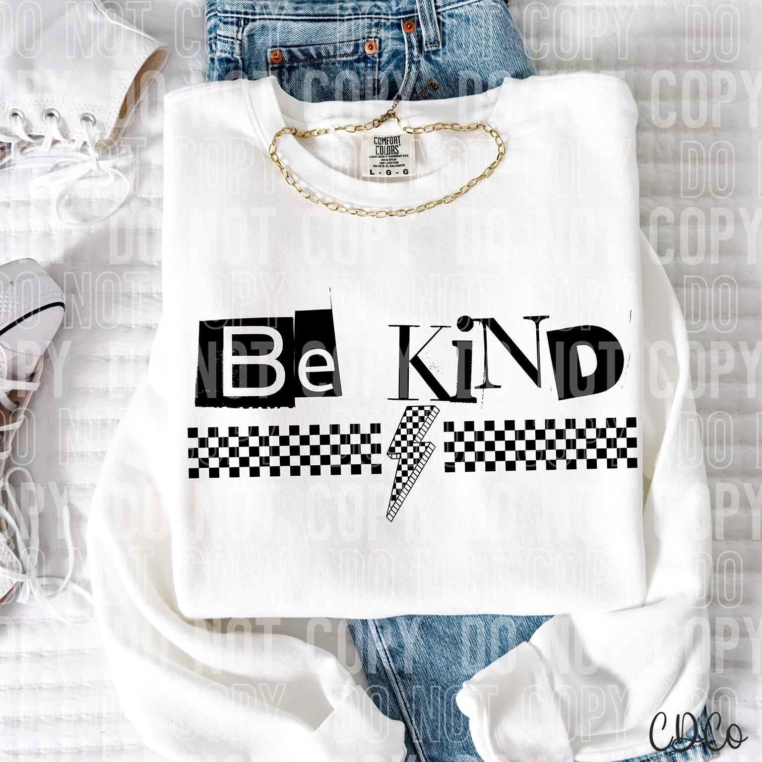 Be Kind Checkered Bolt 6074 DTF