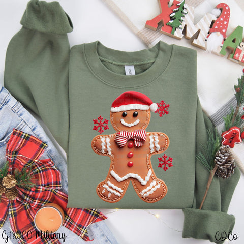 Patchwork Gingerbread Red Hat Snowflakes 10009 DTF