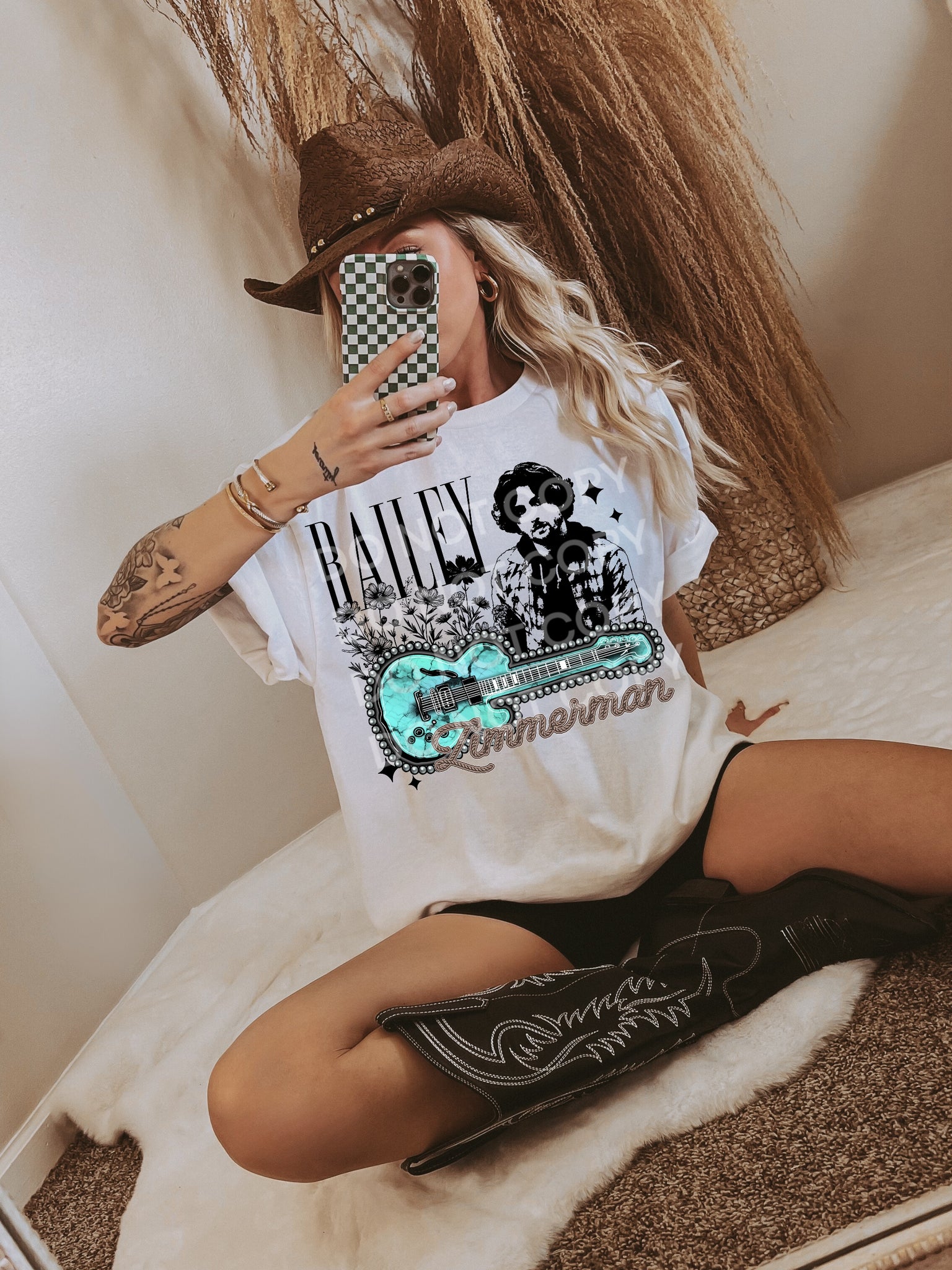BZ Floral Turquoise Guitar4082 DTF