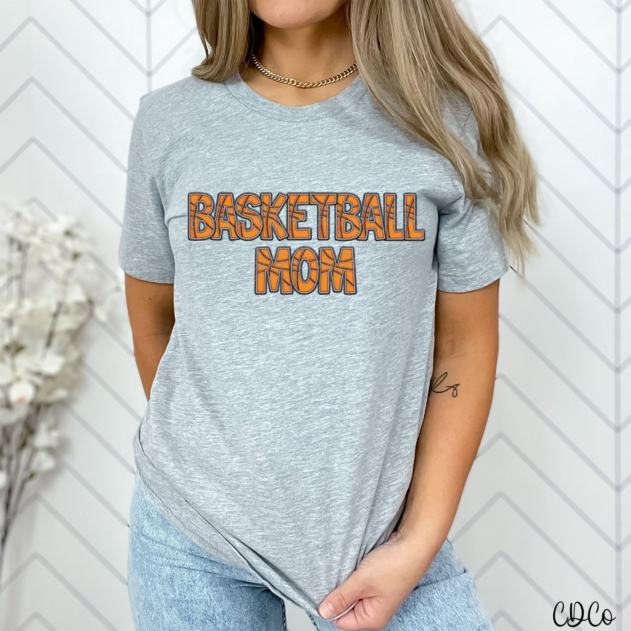 Basketball Mom Text Faux Embroidery 2014 DTF