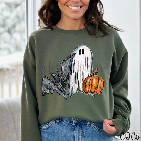 Sketchy Bat Ghost Pumpkin 2120 DTF