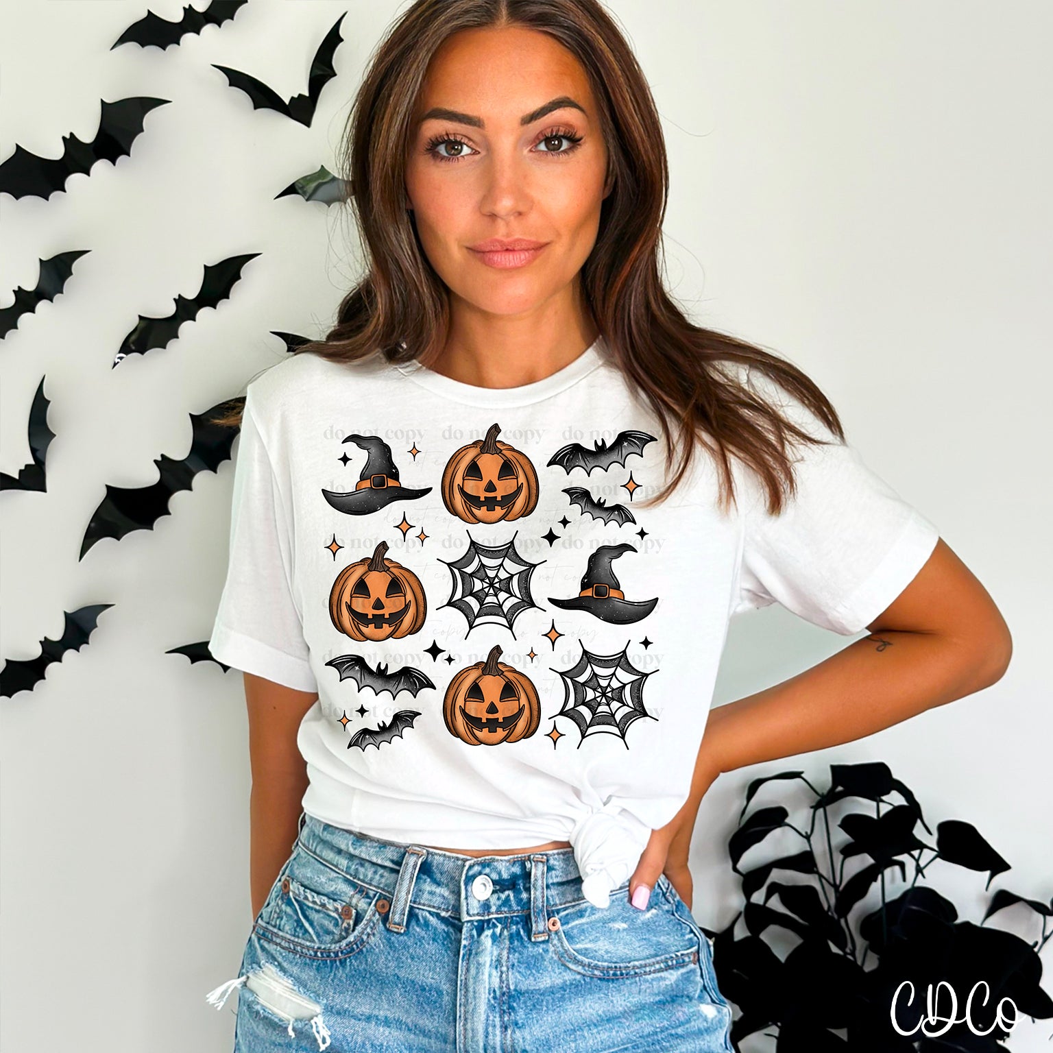 Bat Web Pumpkin Hat Grid 2085 DTF