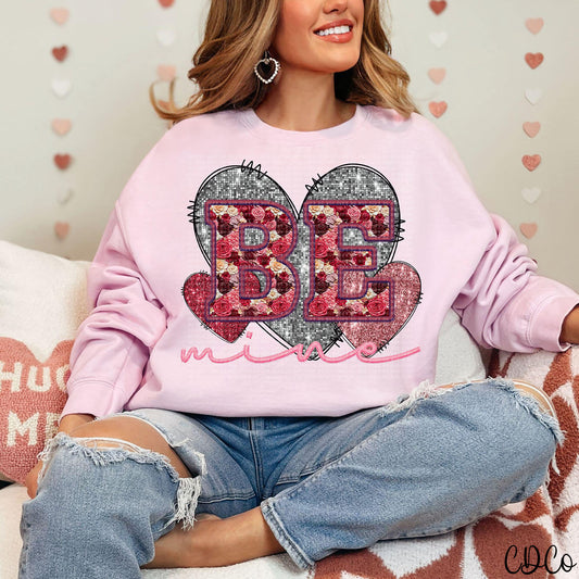 Be Mine Floral Faux Sequin Embroidery DTF