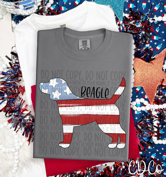 Patriotic Dog Black Text 1 of 7 DTF