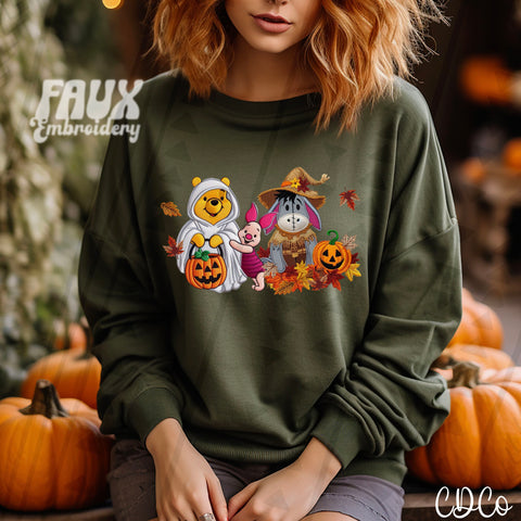 Bear WTP Halloween Fall Faux Embroidery DTF