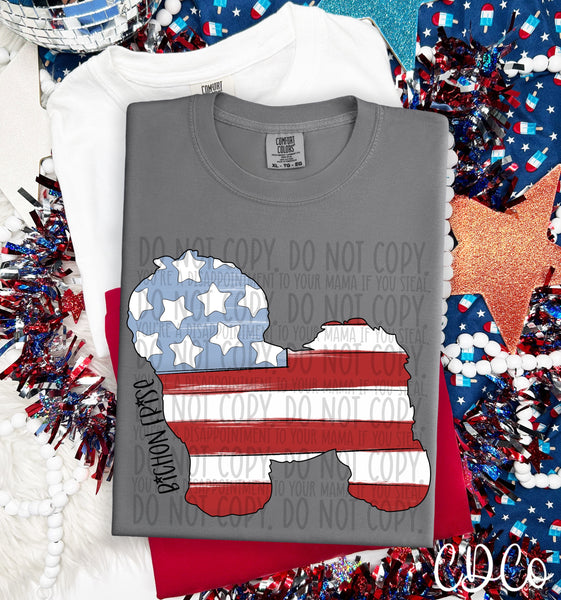 Patriotic Dog Black Text 1 of 7 DTF