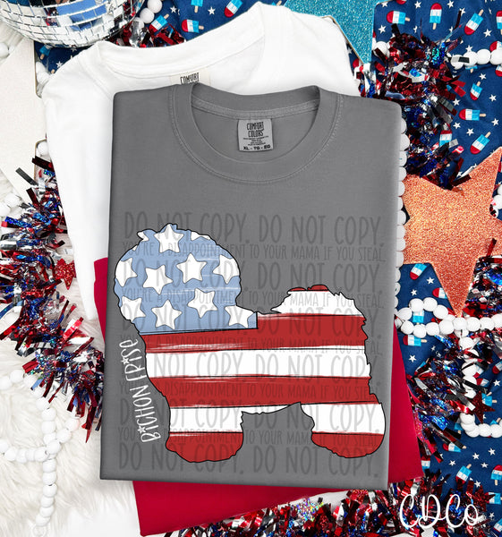Patriotic Dog White Text 1 of 7 DTF