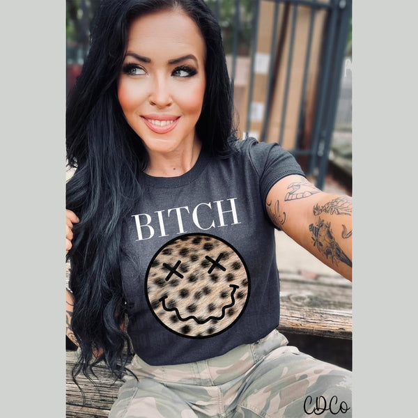 Bitch Happy Faux Cheetah Leopard DTF