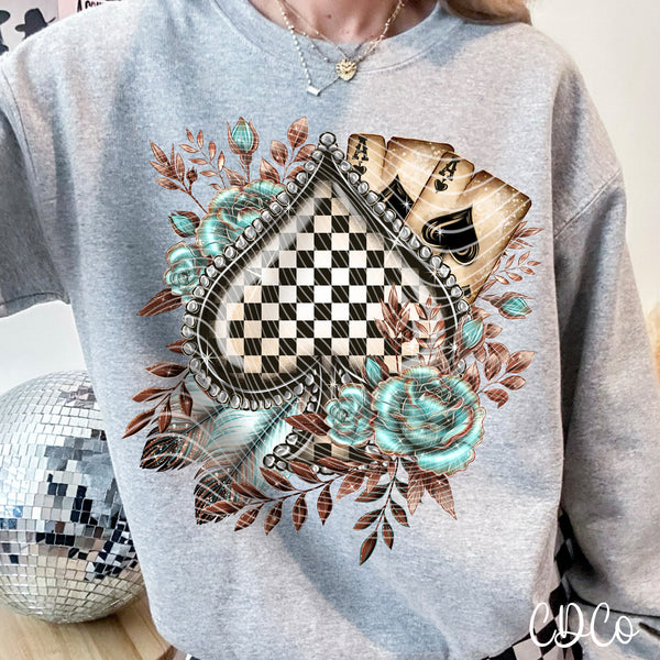Checker Spades Black White 3504 DTF