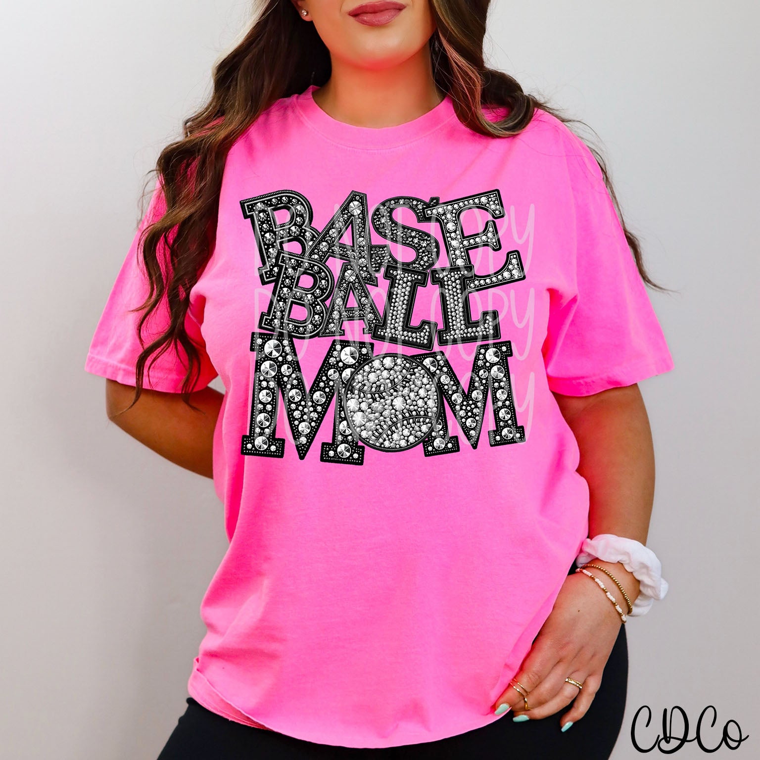 Faux Bling Baseball Mom DTF