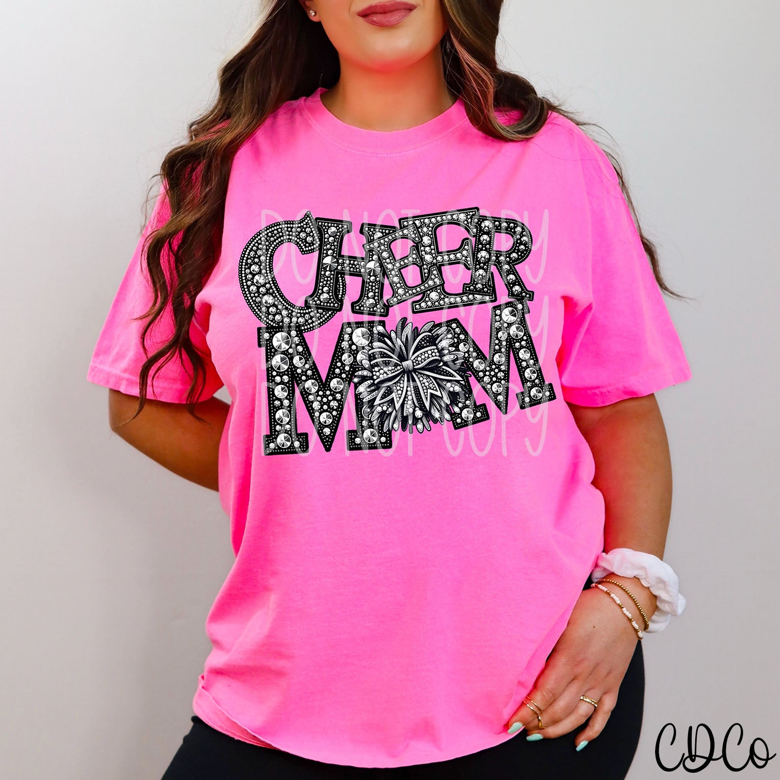 Faux Bling Cheer Mom Pom DTF