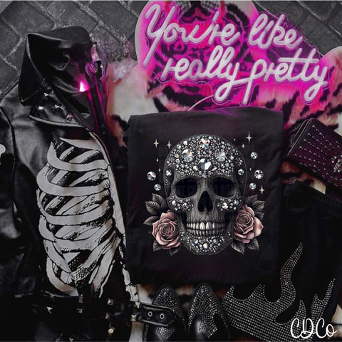 Bling Skull Roses DTF