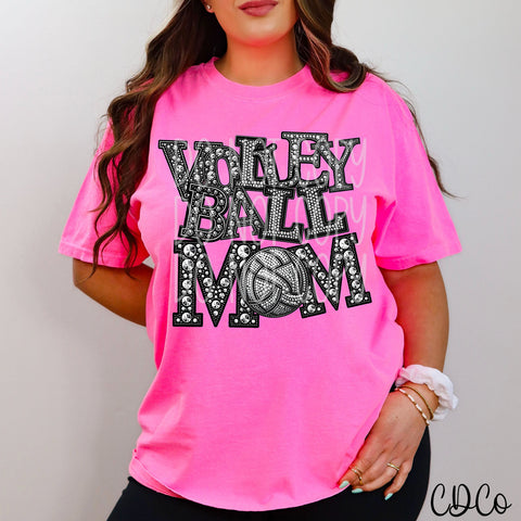 Faux Bling Volleyball Mom DTF