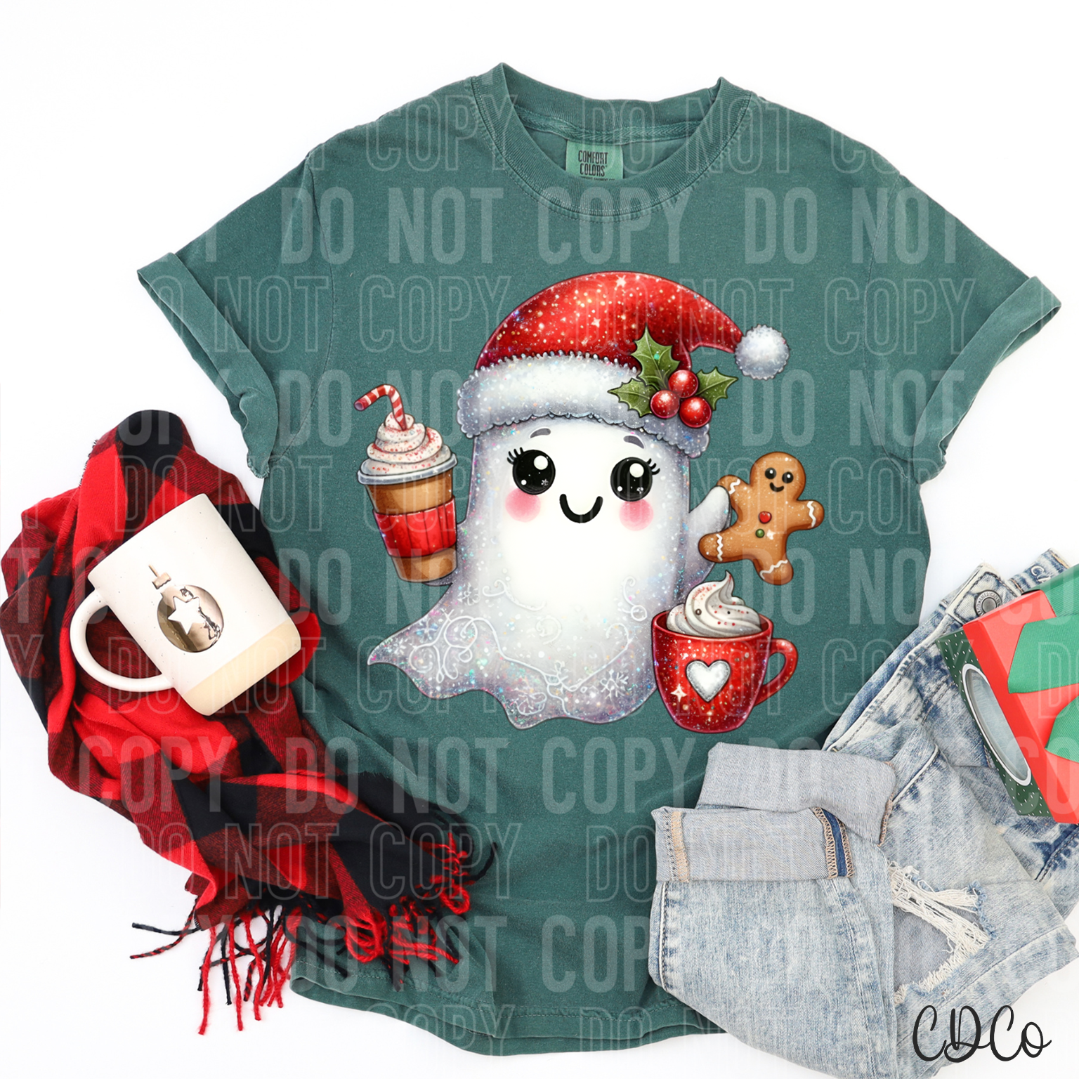 Bling Christmas Ghost With Gingerbread 3011 DTF
