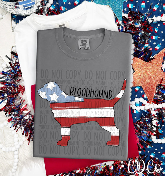 Patriotic Dog Black Text 1 of 7 DTF