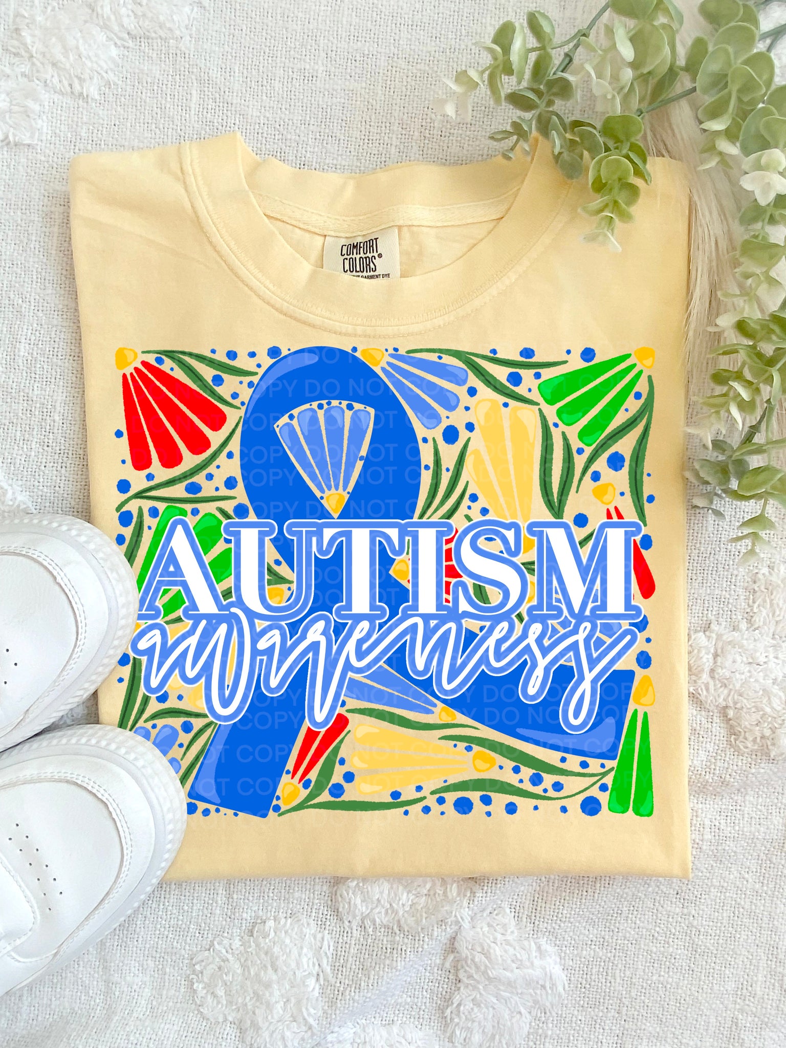 Boho Autism Awareness Blue Ribbon 4080 DTF