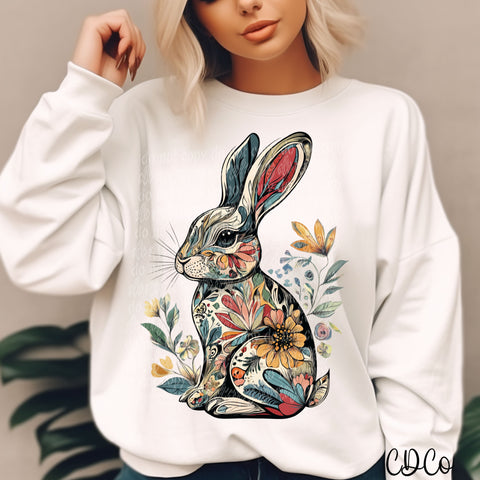 Boho Floral Bunny 2645 DTF