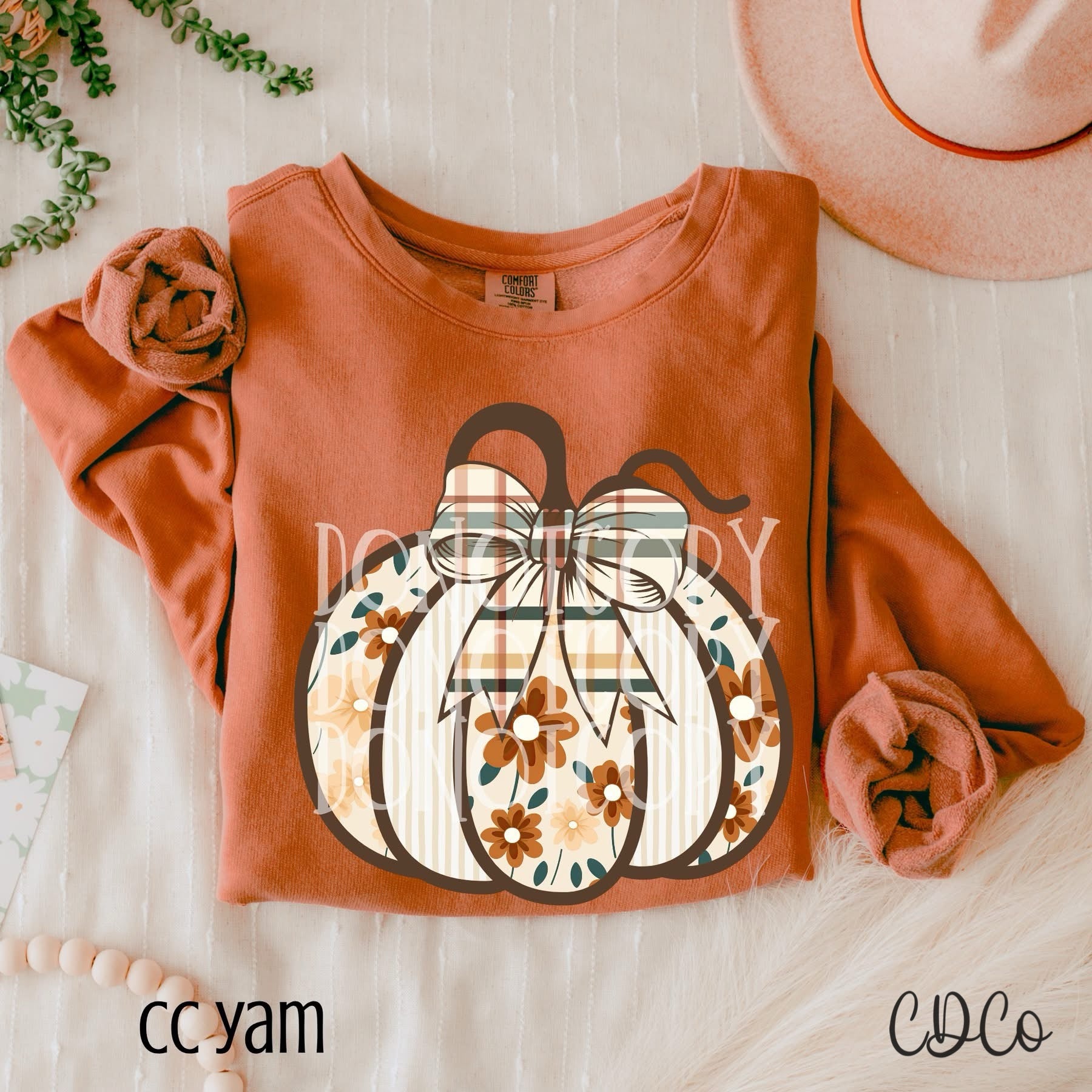 Boho Pumpkin Plaid Floral - 7209 DTF