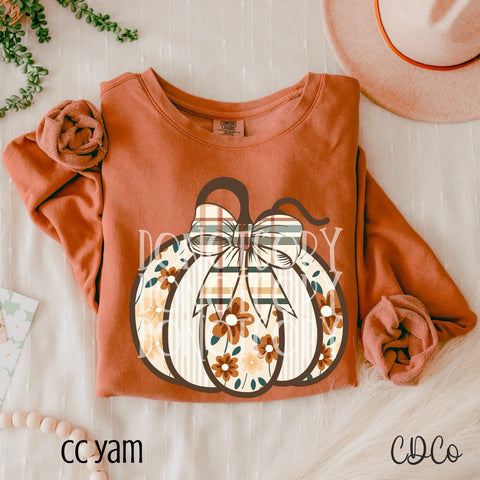 Boho Pumpkin Plaid Floral - 7209 DTF