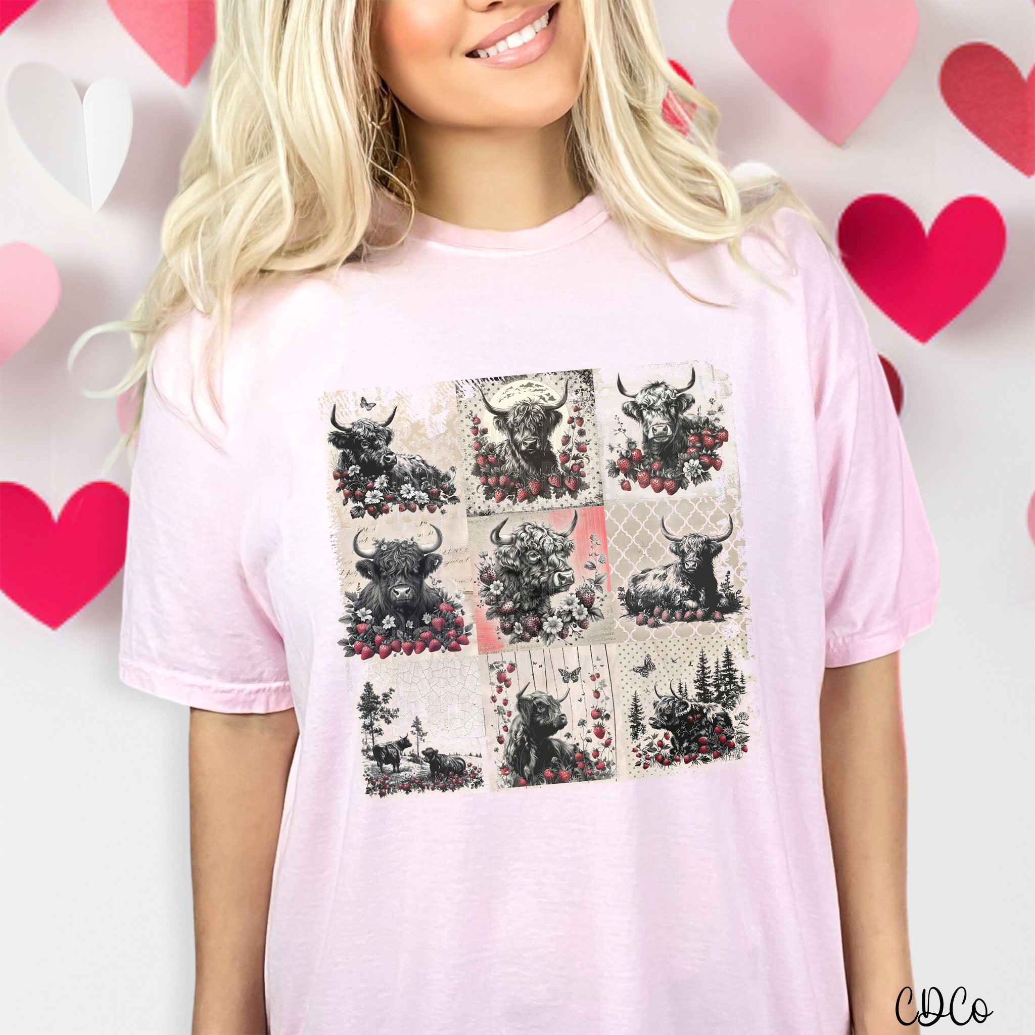 Boho Strawberry Highland DTF