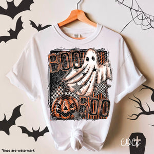 Boo Boo Ghost Pumpkin Checked Stars 5671 DTF