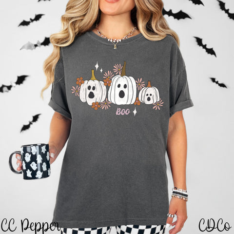 Boo Pumpkin Trio Flowers DTF