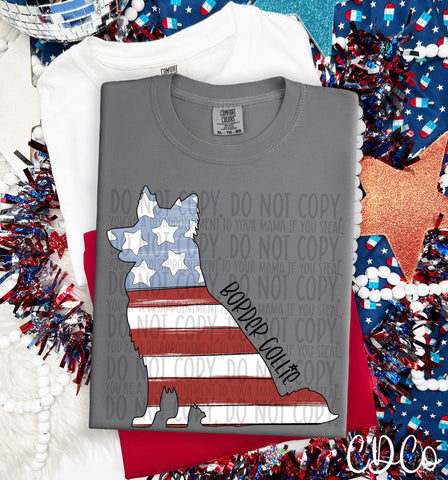 Patriotic Dog Black Text 2 of 7 DTF