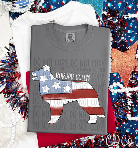 Patriotic Dog White Text 2 of 7 DTF