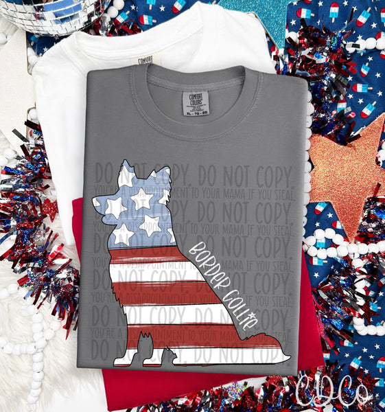 Patriotic Dog White Text 2 of 7 DTF