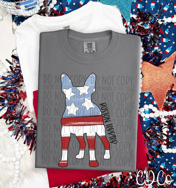 Patriotic Dog Black Text 2 of 7 DTF