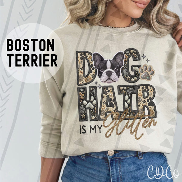 Dog Hair Is My Glitter Faux Embroidery DTF 1 of 2