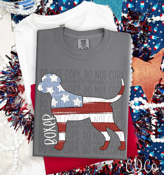 Patriotic Dog White Text 2 of 7 DTF