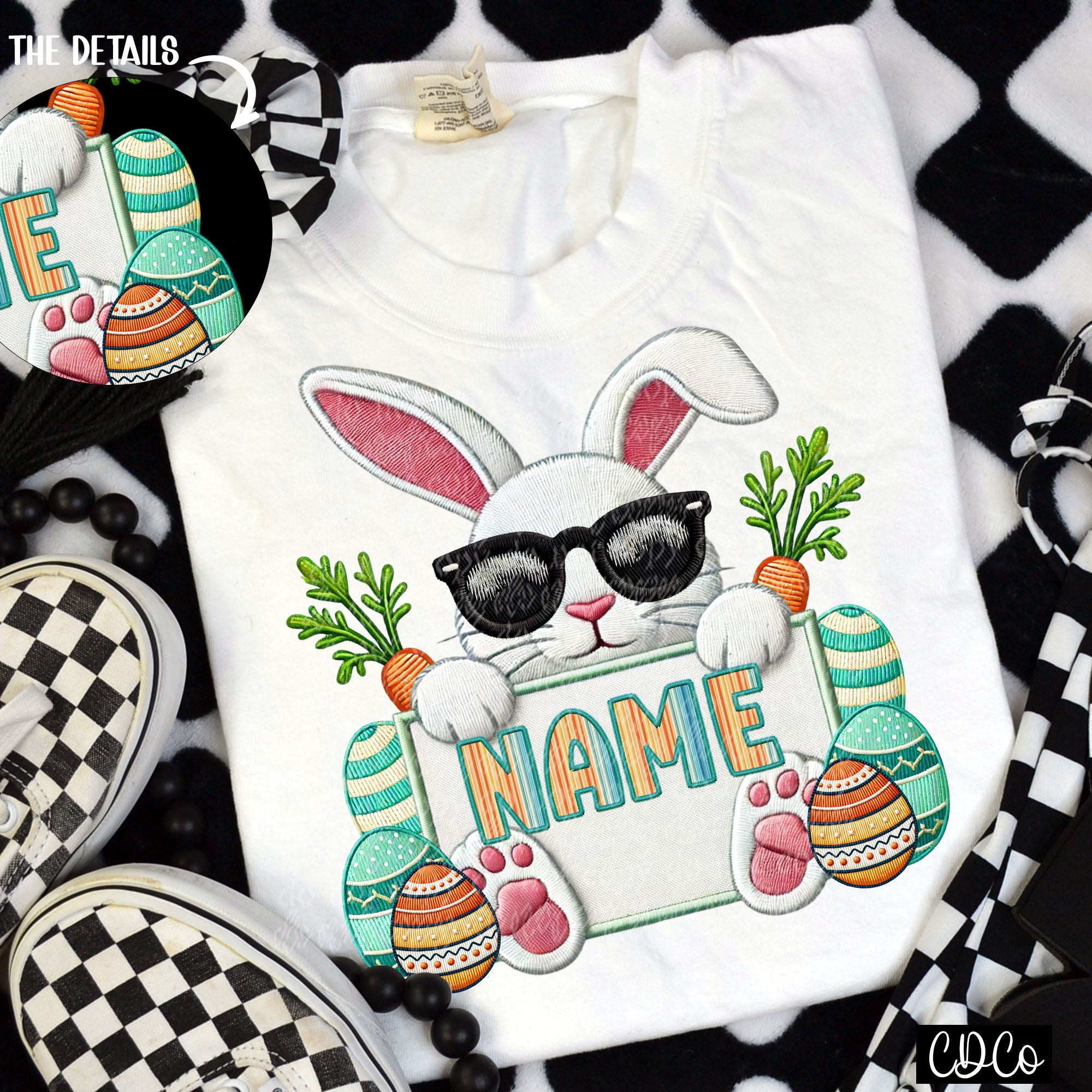 Boy Bunny Faux Personalized 2565 DTF