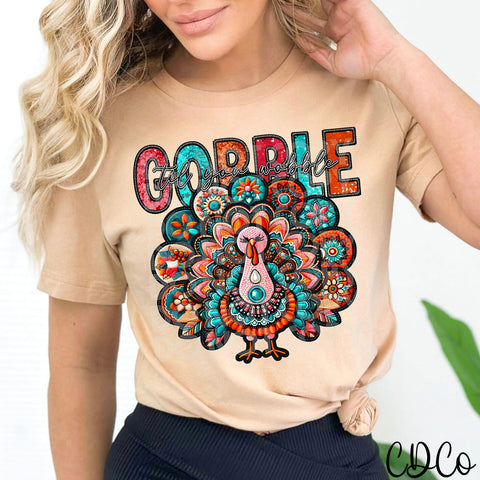 Bright Gobble Til You Wobble Faux Accents DTF