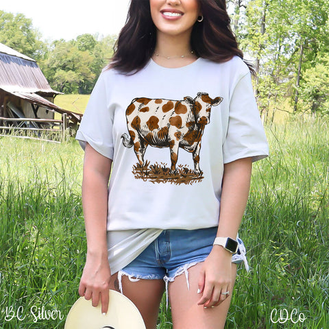 Brown Cream Cowprint Cow DTF