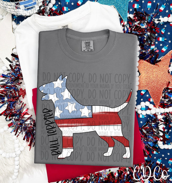 Patriotic Dog Black Text 2 of 7 DTF
