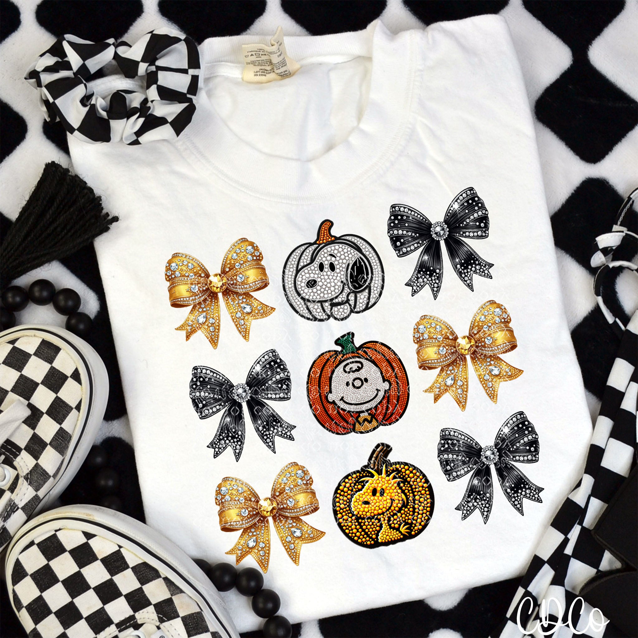 CB & Friends Bow Grid Pumpkins Faux Bling DTF