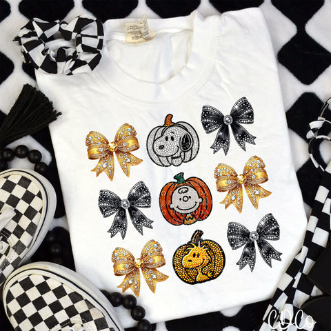 CB & Friends Bow Grid Pumpkins Faux Bling DTF