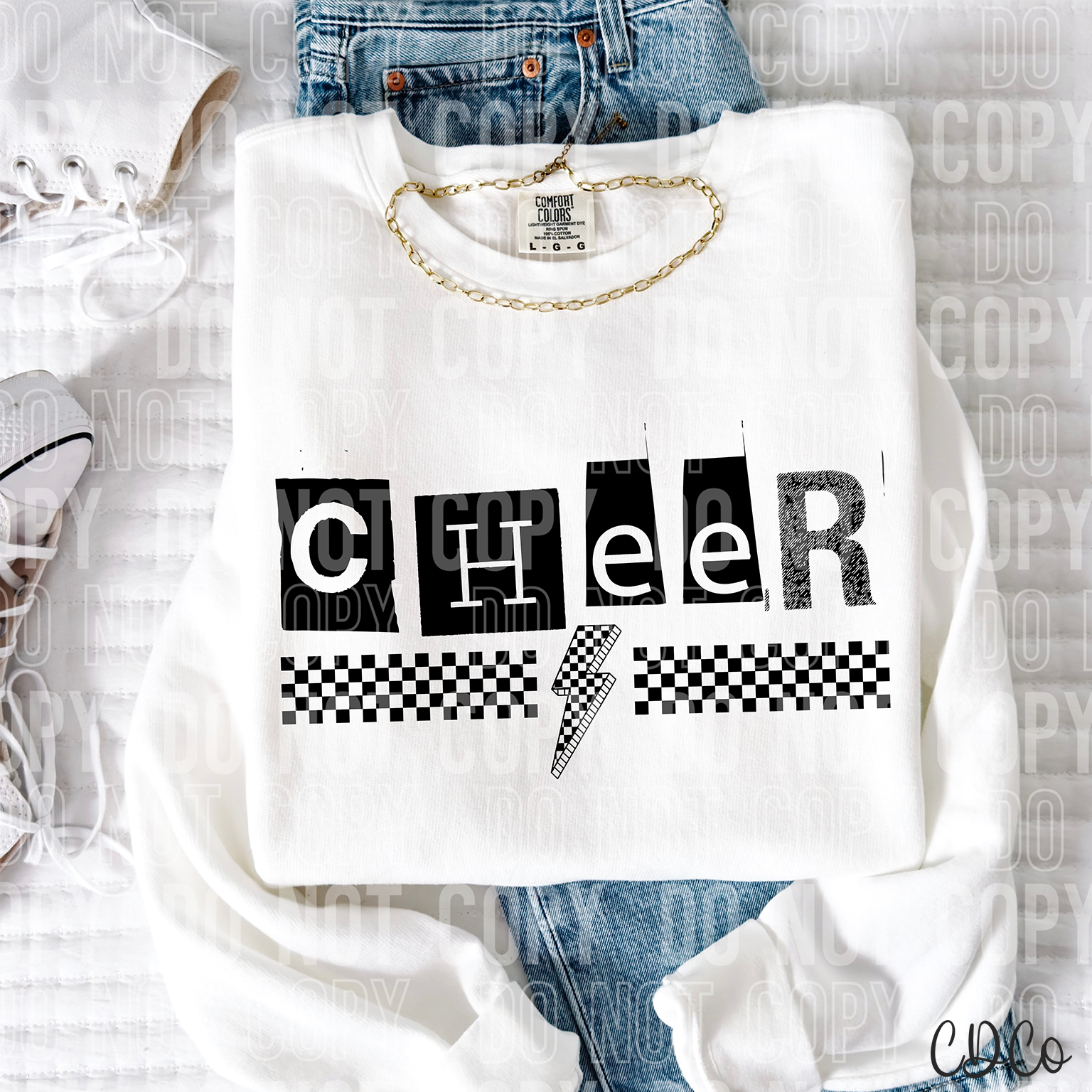 Cheer Checkered Bolt 3987 DTF