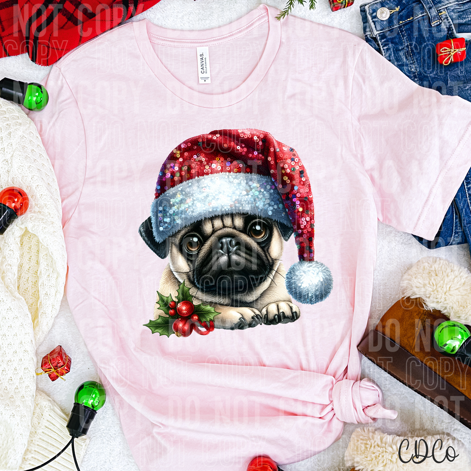 Christmas Pug DTF
