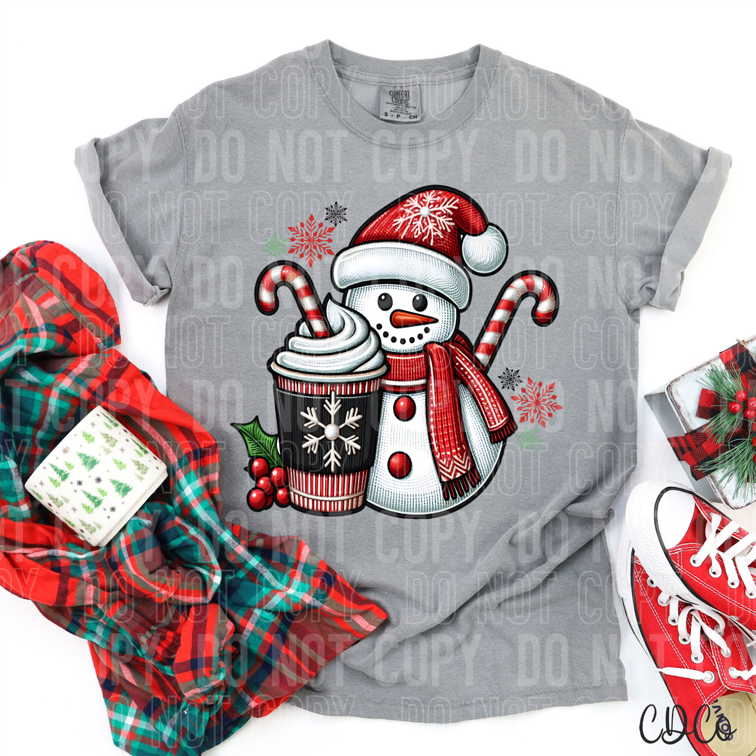 Christmas Snowman Coffee Candy Cane 3009 DTF