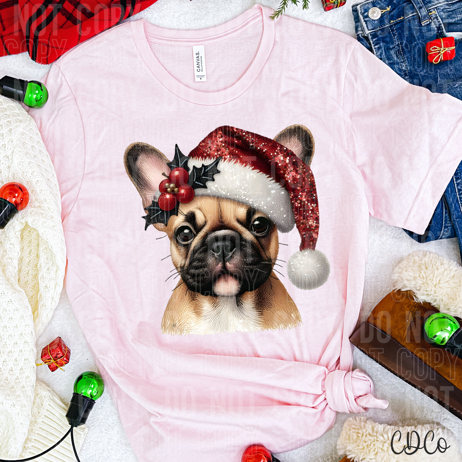 Christmas Tan Frenchie DTF