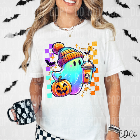 Colorful Ghost Checkered Sip Pumpkin 6360 DTF