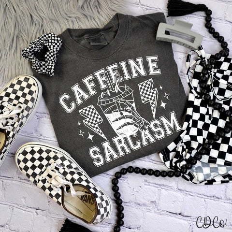 Caffeine and Sarcasm White 2193 DTF