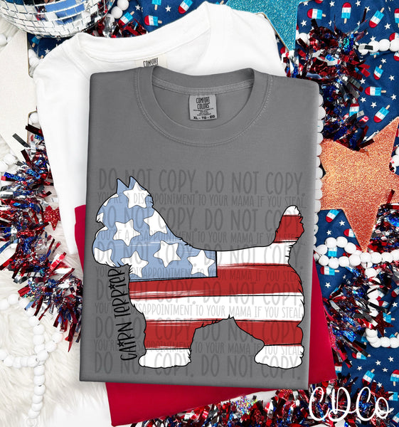 Patriotic Dog Black Text 2 of 7 DTF