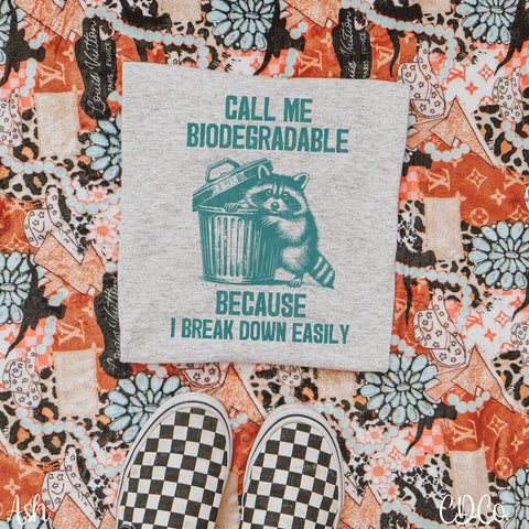 Call Me Biodegradable Raccoon DTF